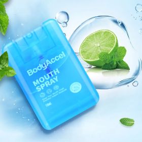 BodyAccel Mouth Spray,Oral Care Mist For Fresh-Breath,Non-Aerosol Sucrose-Free Bad Breath Refresher Spray,Portable,Spearmint Flavor,2 X10mL